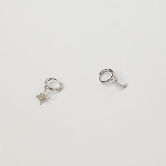 Srebrne kolczyki Star & Moon